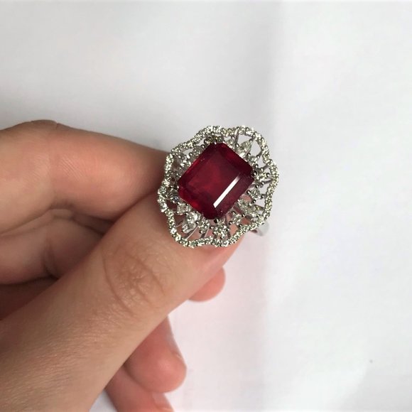SOLD 14K Gold 9.64tcw. Ruby and Diamond Ring - Picture 10 of 17